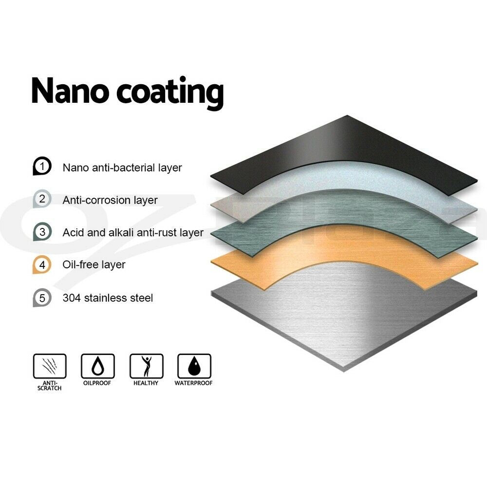 Cefito Kitchen Sink 77X45CM Stainless Steel Basin Double Bowl Black