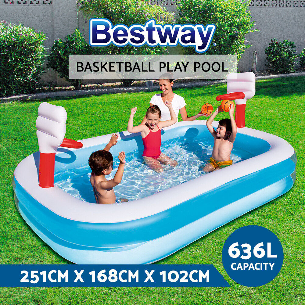 Bestway Kids Pool 251x168x102cm Inflatable Above Ground Swimming Play Pools 636L