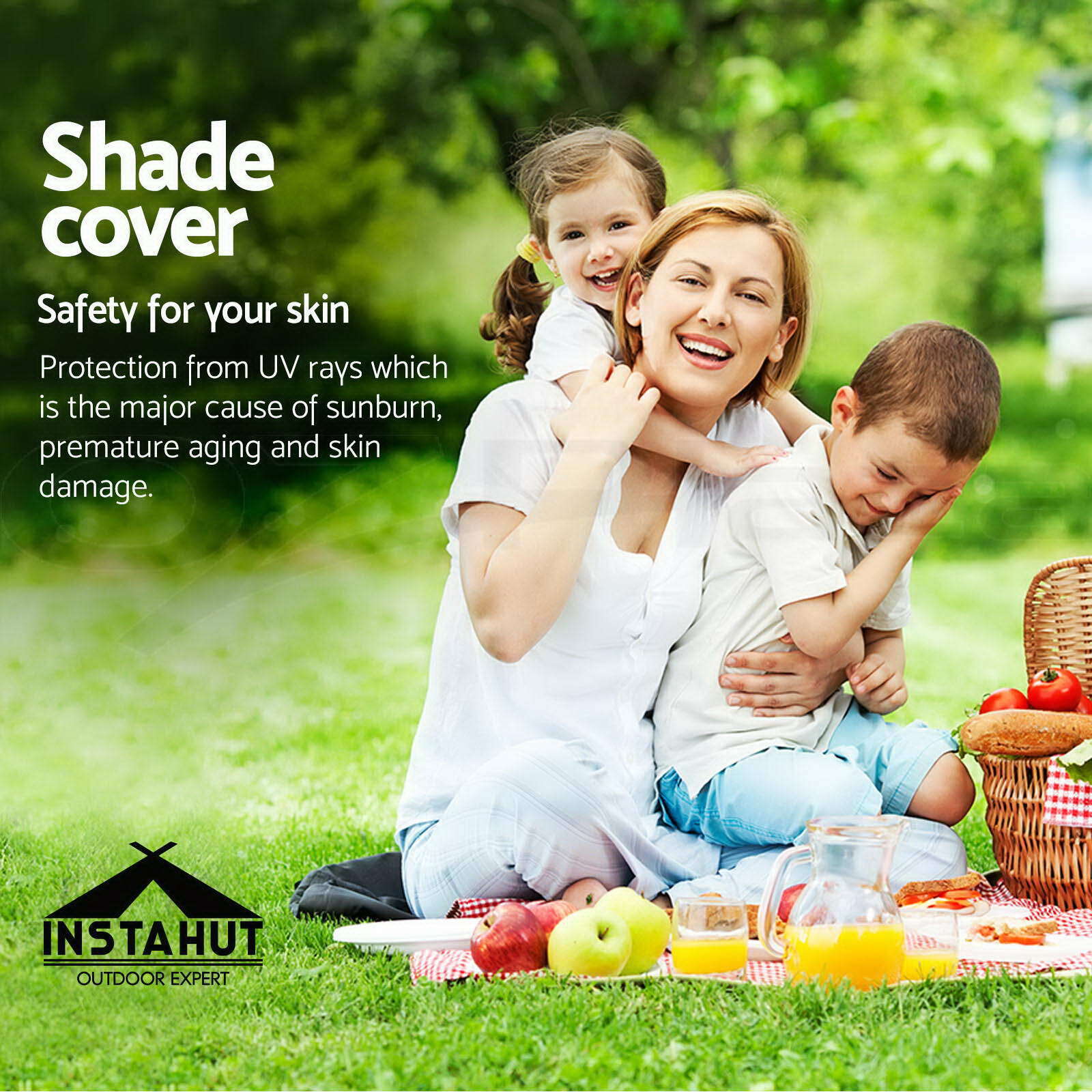 Instahut Waterproof Shade Sail 3x5m Rectangle Sand 95% Shade Cloth