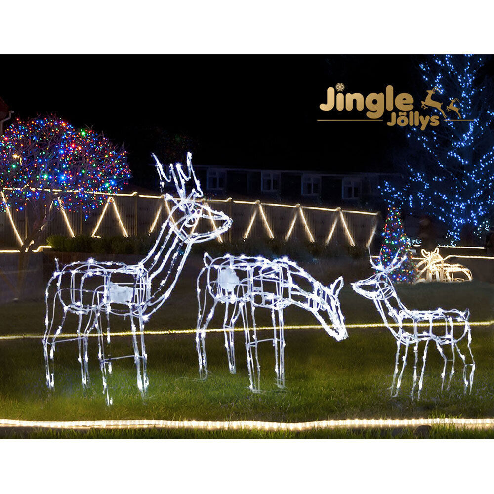 3 PCS Christmas Lights Reindeers 250 LED Decorations Jingle Jollys