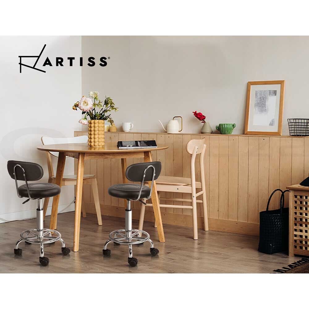 Artiss Salon Stool Swivel Chair Backrest Black