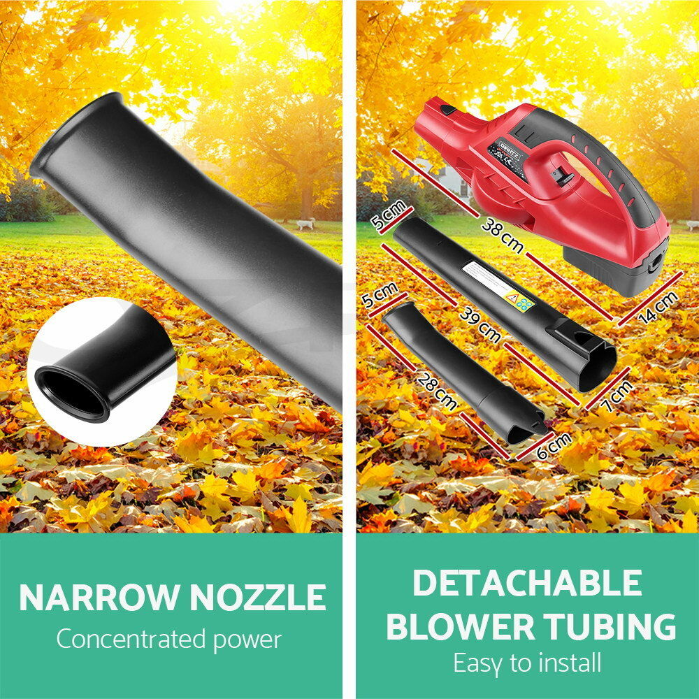 Giantz 20V Cordless Leaf Blower Garden Lithium Electric Battery Nozzles 2-Speed