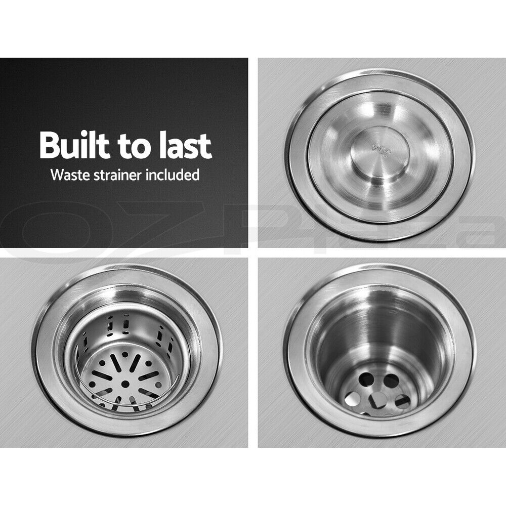 Cefito Kitchen Sink 55X45CM Stainless Steel Basin Single Bowl Extra Hole Silver