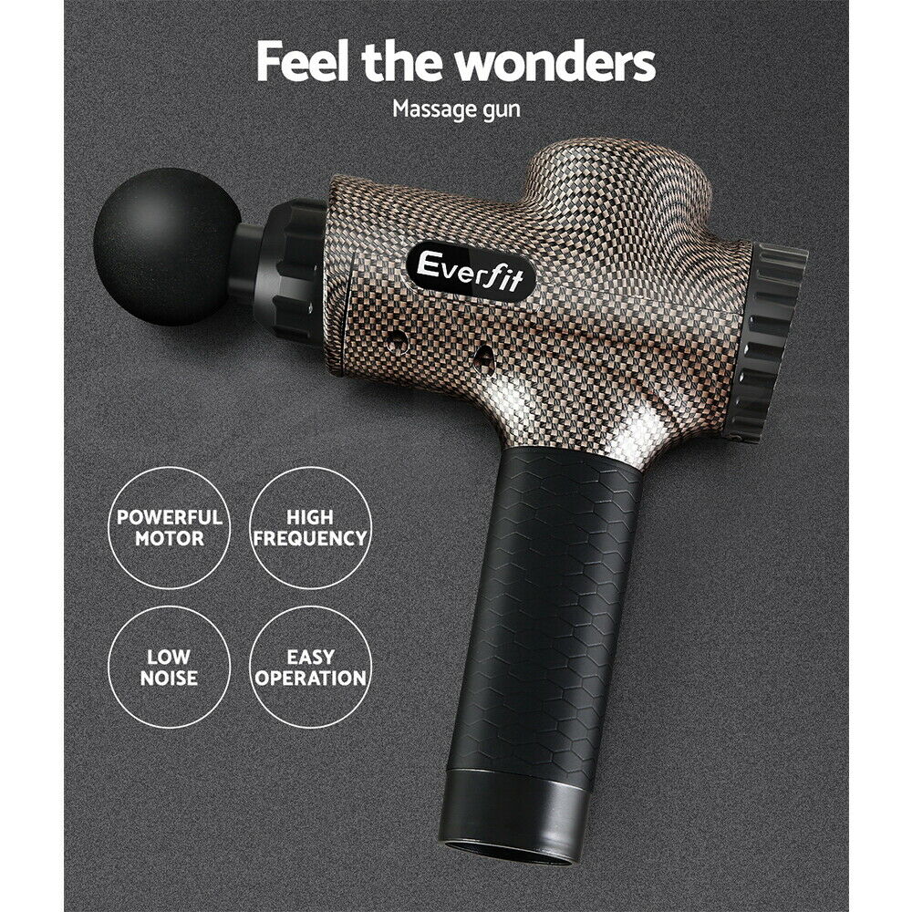 Everfit Massage Gun 6 Heads Massager Electric LCD Vibration Relief Percussion