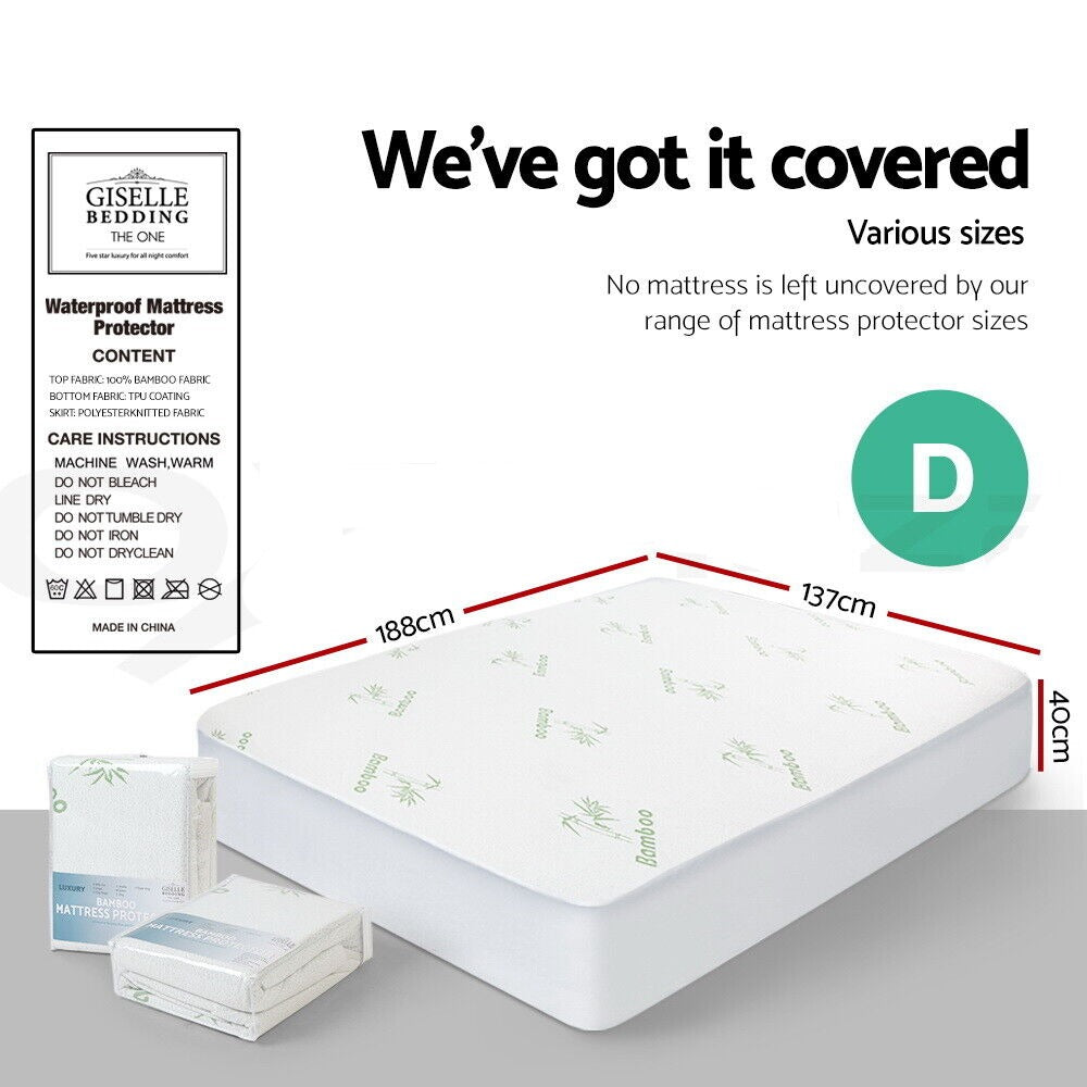 Giselle Bedding Mattress Protector Bamboo Double