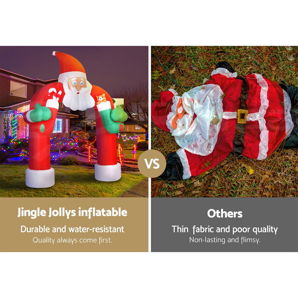 Jingle Jollys Christmas Inflatable Santa Archway 2.3M Outdoor Decorations Lights
