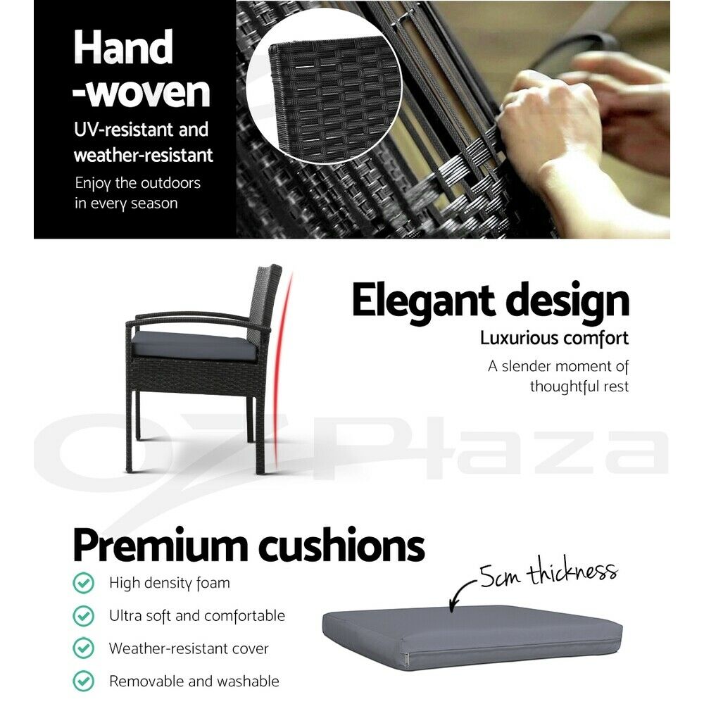 Gardeon 2PC Outdoor Dining Chairs Patio Furniture Rattan Lounge Chair Cushion Felix