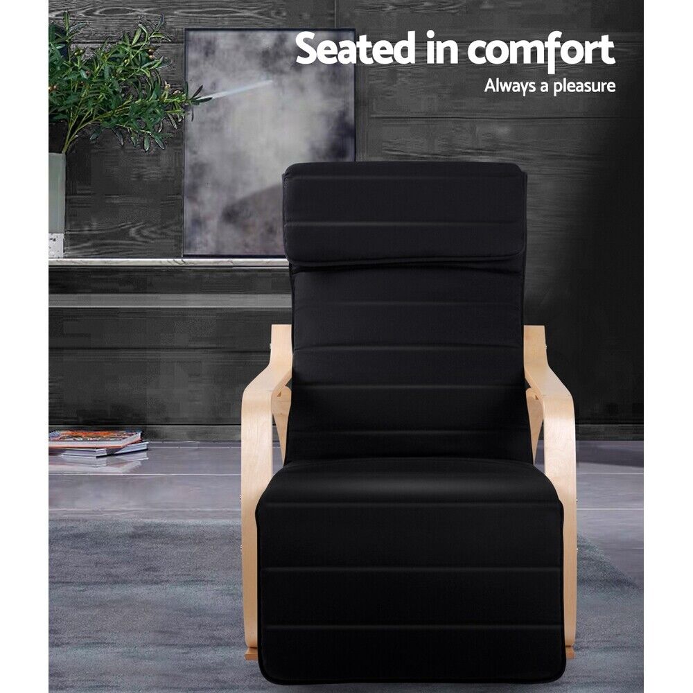 Artiss Rocking Armchair Footrest Nursing Black Afton