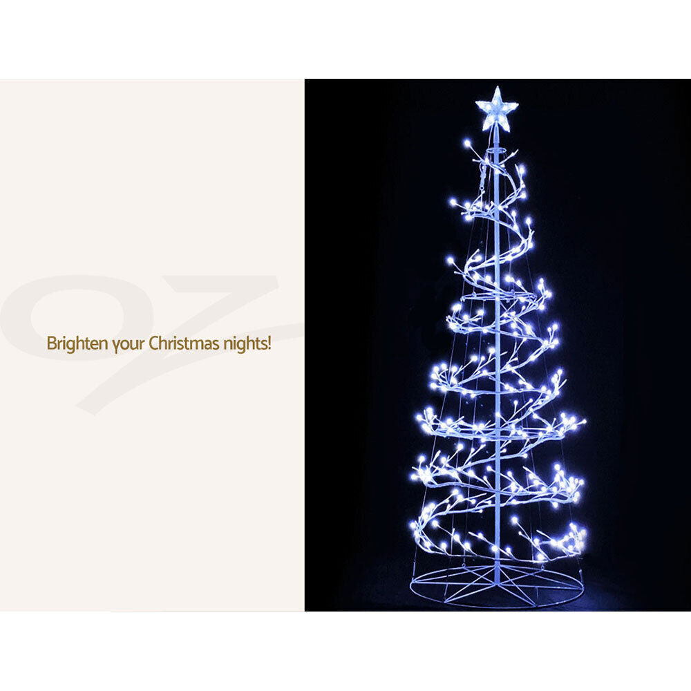 Jingle Jollys Christmas Tree 1.8m LED Xmas Cold White Lights Optic Fibre