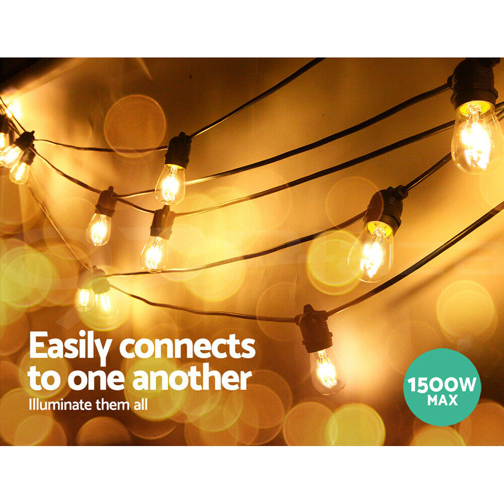 38m LED Festoon String Lights Outdoor Christmas Wedding Waterproof Garden Decor