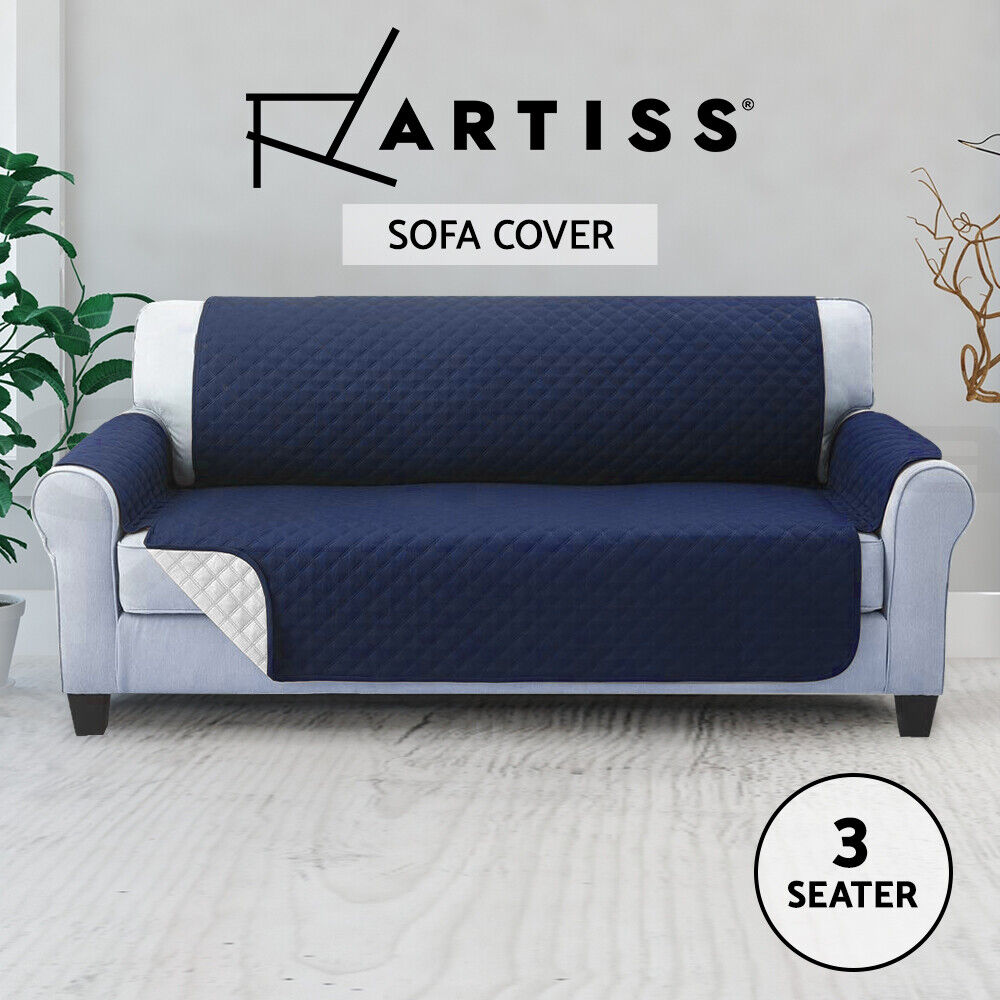 Artiss Sofa Cover Couch Covers 3 Seater Quilted Navy