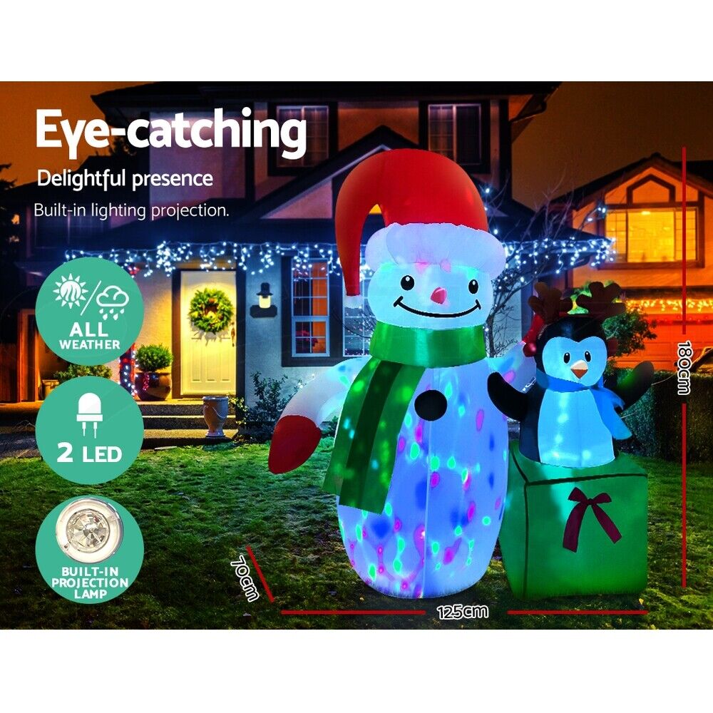 Jingle Jollys Christmas Inflatable Snowman 1.8M Illuminated Decorations