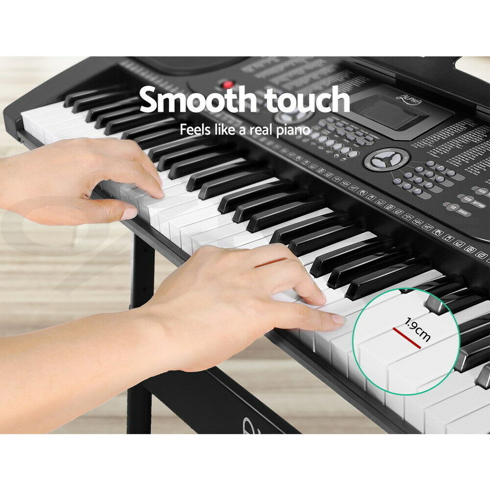 Alpha 61 Keys Electronic Piano Keyboard Digital Electric w/ Stand Beginner Black