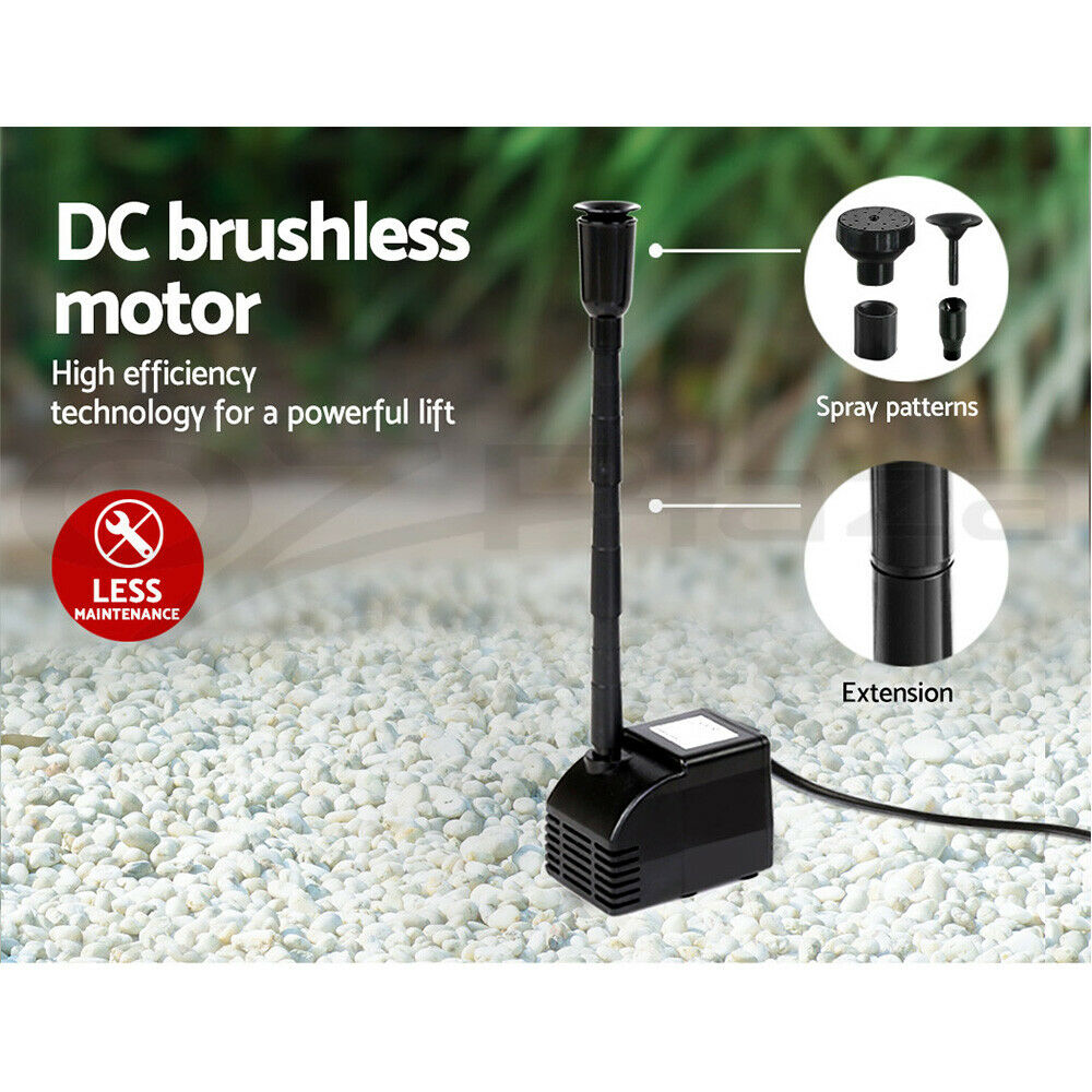 Gardeon Solar Pond Pump Submersible Water Fountain with Battery Kit LED Lights 6.6FT