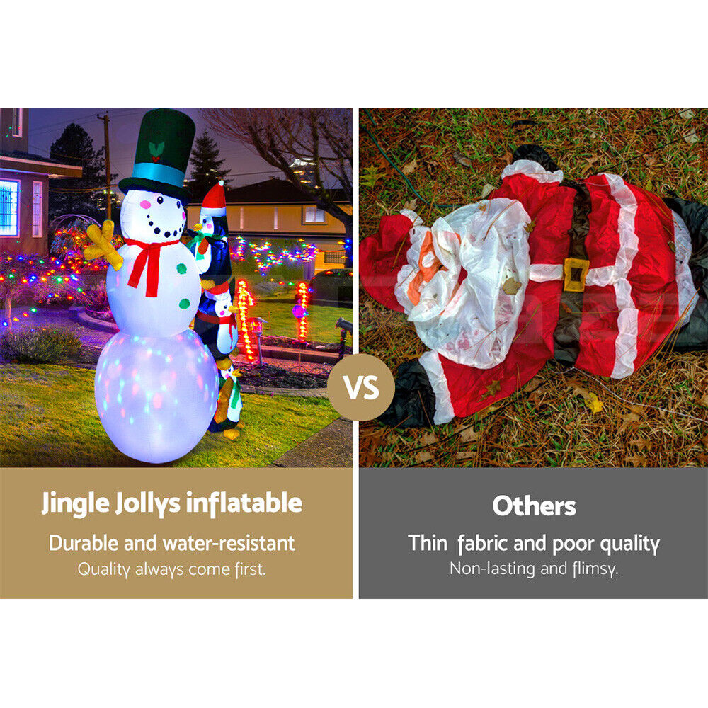Jingle Jollys Christmas Inflatable Snowman 2.4M Illuminated Decorations