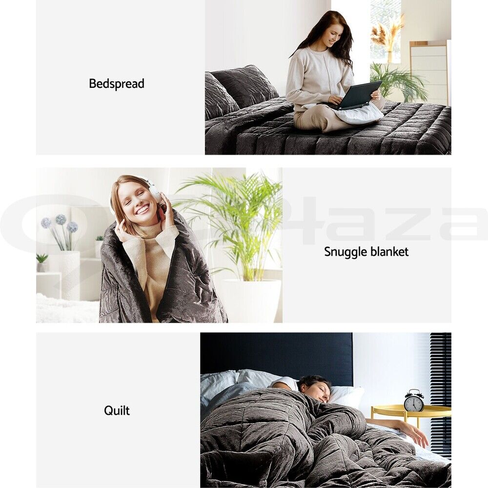 Giselle Bedding Faux Mink Quilt Charcoal King