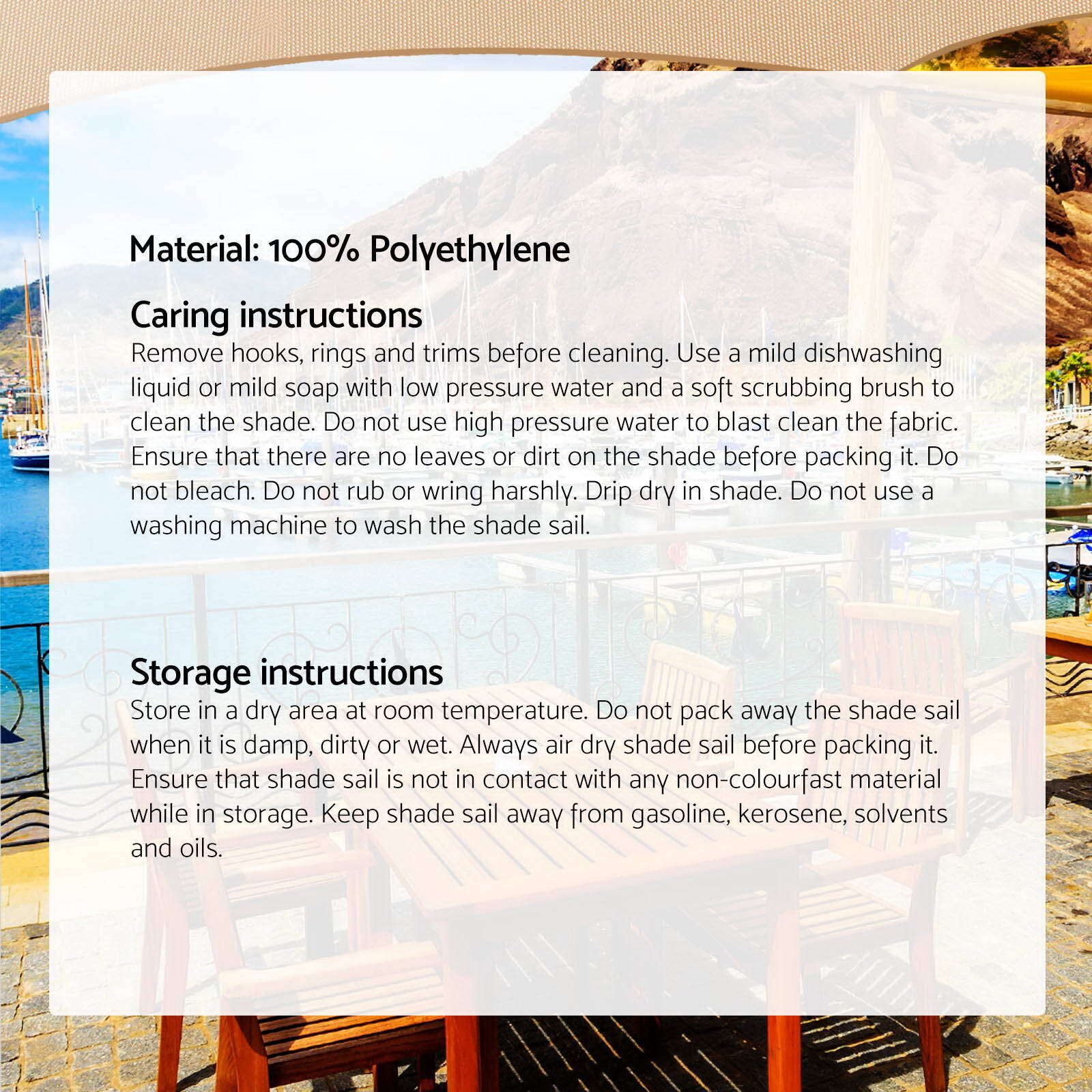 Instahut Waterproof Shade Sail 4x6m Rectangle Sand 95% Shade Cloth
