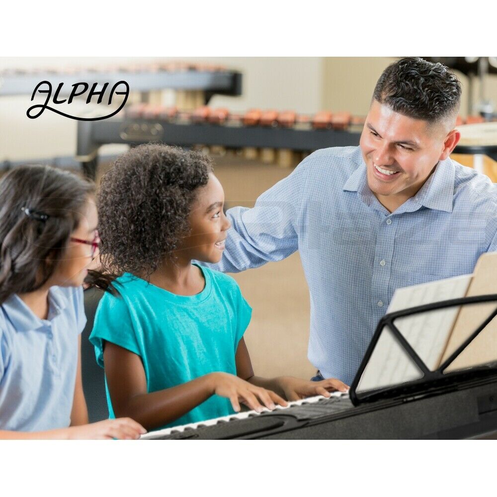 Alpha 61 Keys Electronic Piano Keyboard Digital Electric w/ Stand Beginner Black