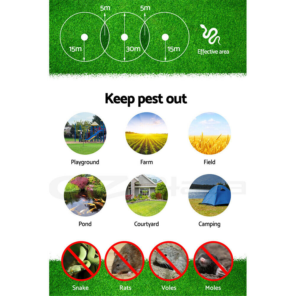 Gardeon Solar Snake Repeller 8X Multi Pulse Ultrasonic Powered Pest Repellent