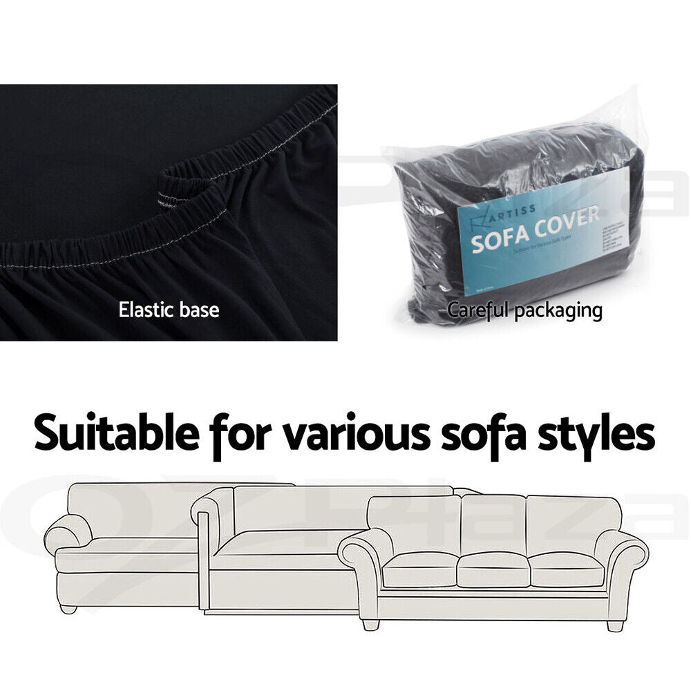 Artiss Sofa Cover Couch Covers 3 Seater Stretch Black