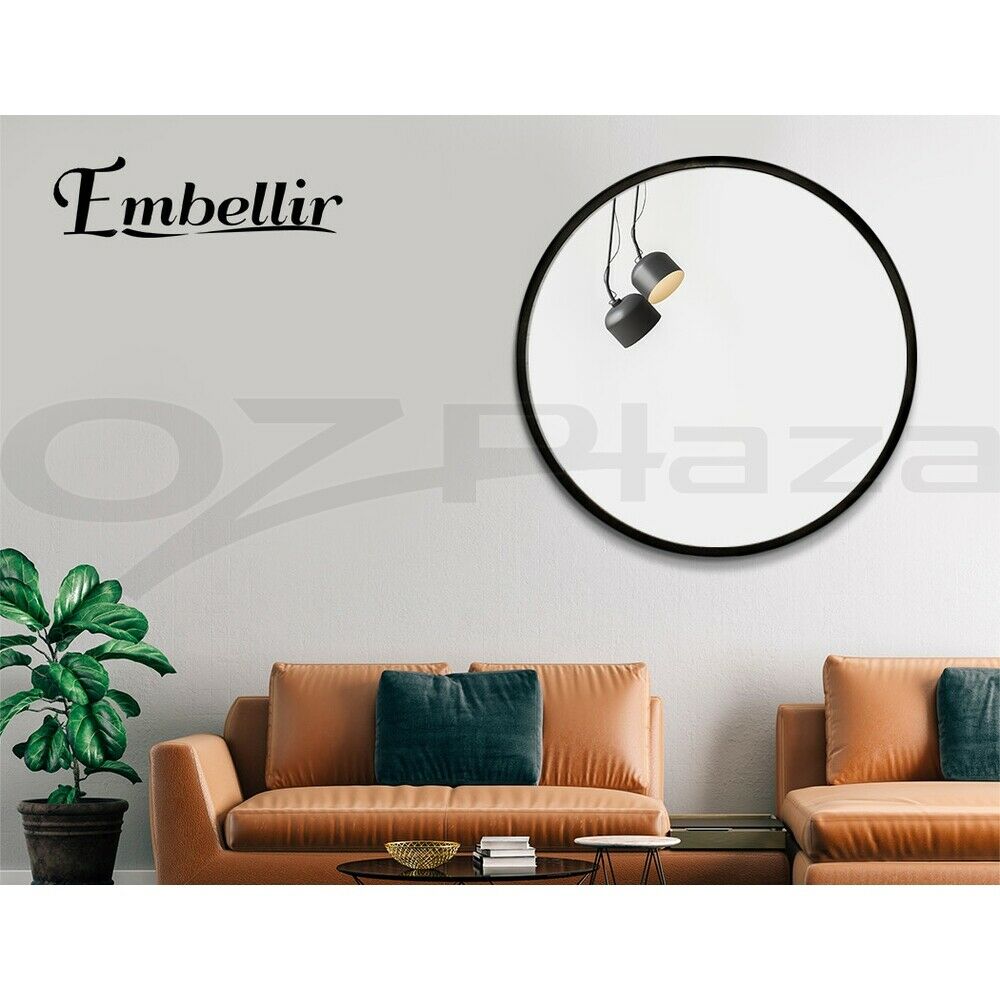 Embellir Wall Mirrors Makeup Decorative Mirror Bathroom Round Vanity Black 90cm