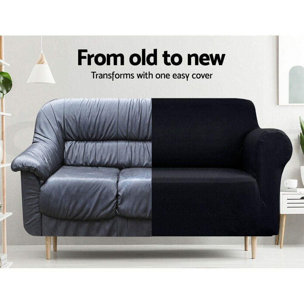 Artiss Sofa Cover Couch Covers 3 Seater Stretch Black