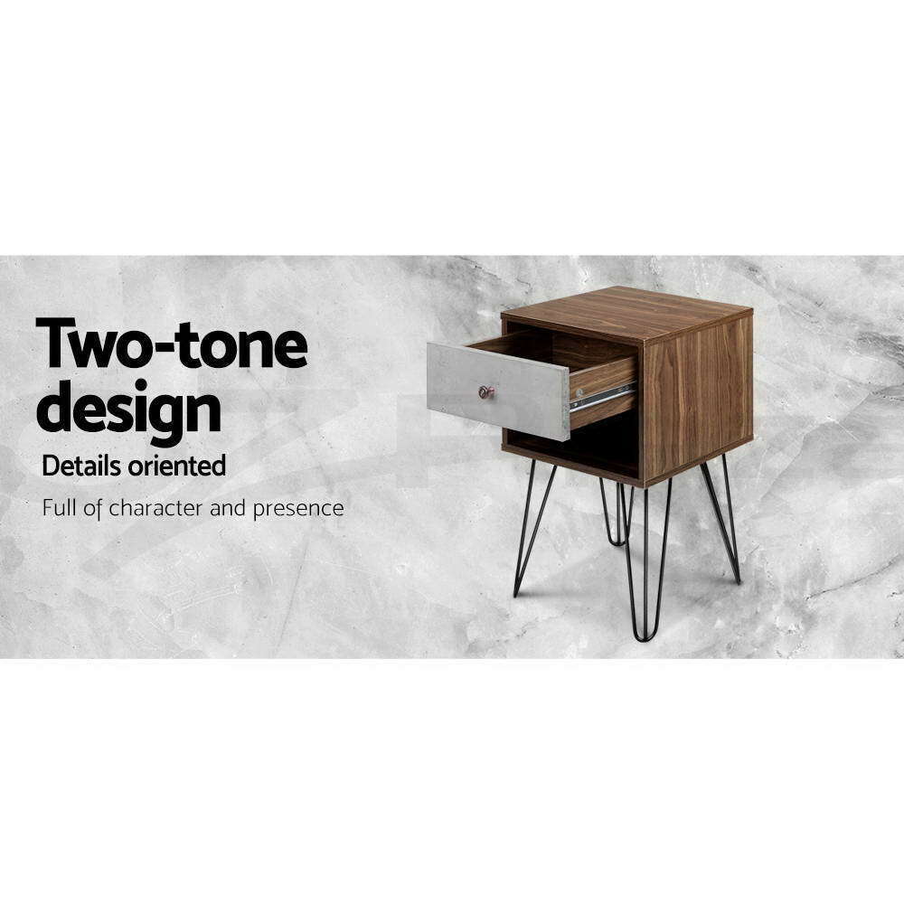 Artiss Bedside Table 1 Drawers with Shelf - LARS