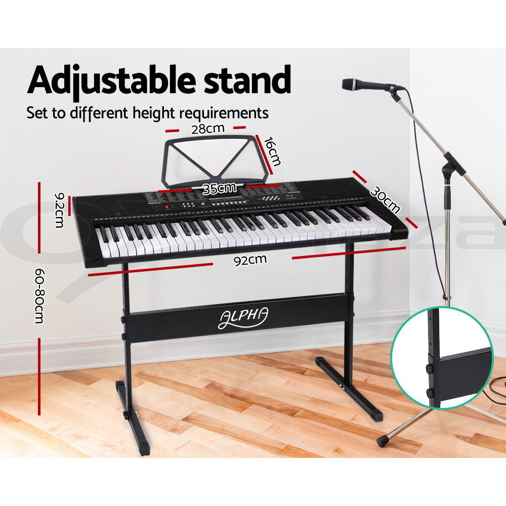 Alpha 61 Keys Electronic Piano Keyboard Digital Electric w/ Stand Sound Speaker