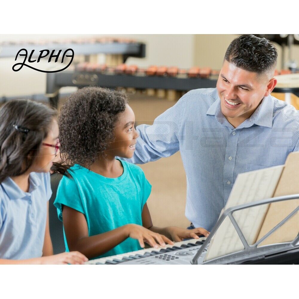 Alpha 61 Keys Electronic Piano Keyboard Digital Electric w/ Stand Beginner Silver