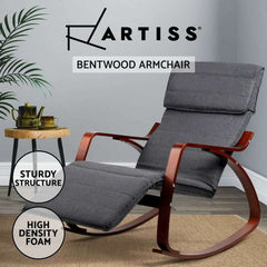 Artiss Rocking Armchair Footrest Nursing Charcoal Afton