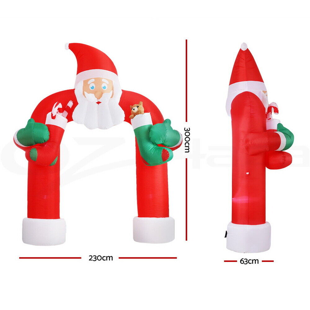 Jingle Jollys Christmas Inflatable Santa Archway 2.3M Outdoor Decorations Lights