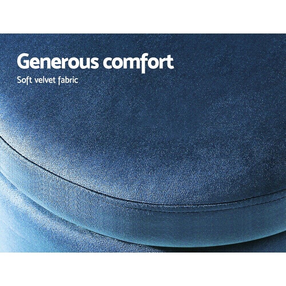 Artiss Ottoman Storage Foot Stool Round Velvet Navy