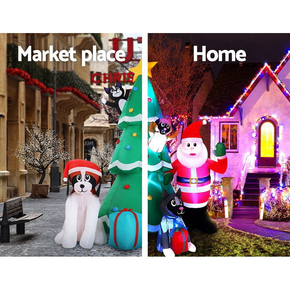 Jingle Jollys Christmas Inflatable Santa Tree 3M Illuminated Decorations