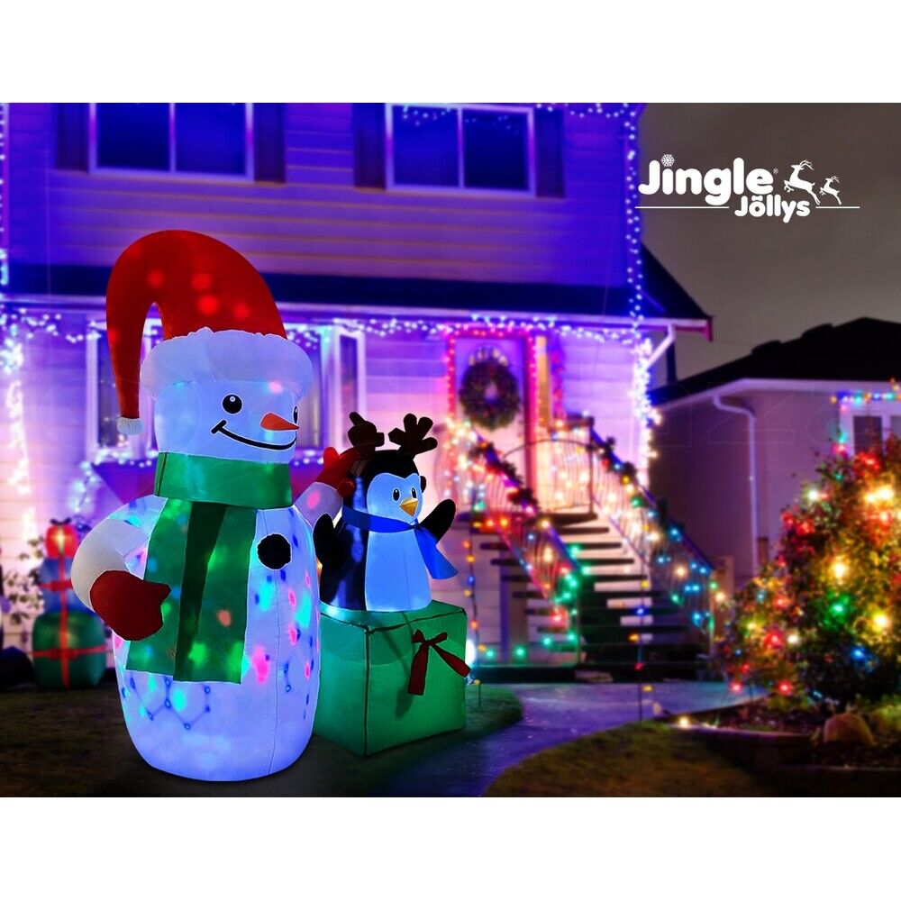 Jingle Jollys Christmas Inflatable Snowman 1.8M Illuminated Decorations