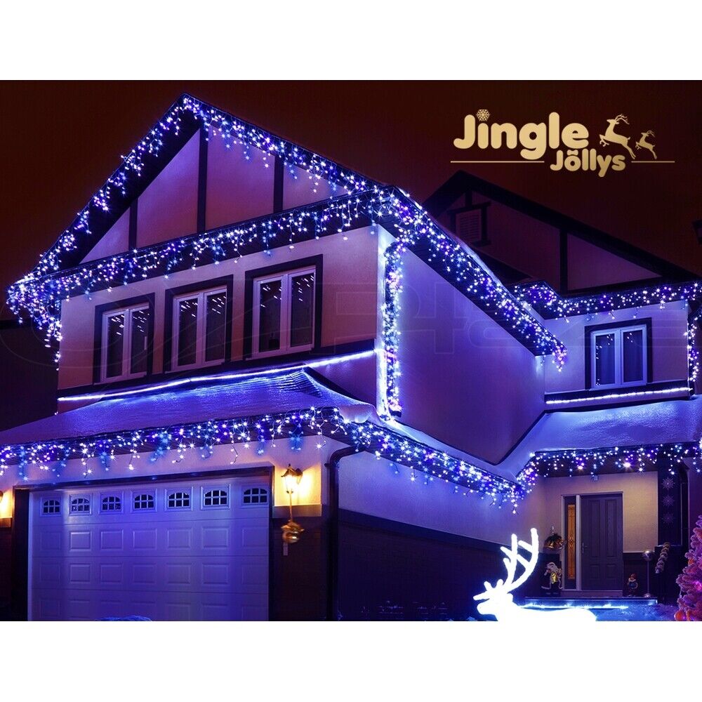 20M Christmas Lights Icicle Light 800 LED Blue White Decor Jingle Jollys