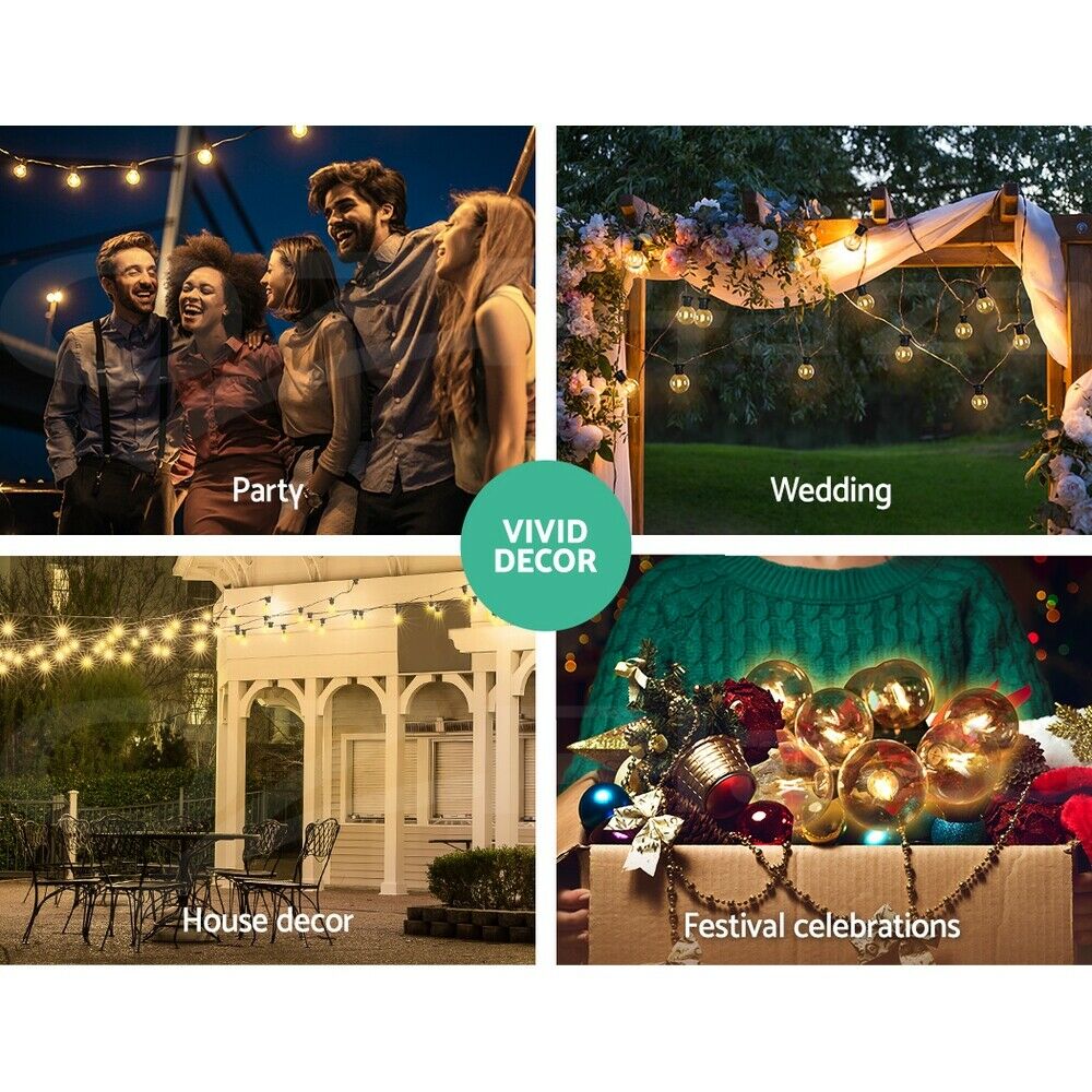 Jingle Jollys 59m LED Festoon Lights String Lighting LED Outdoor Garden Wedding