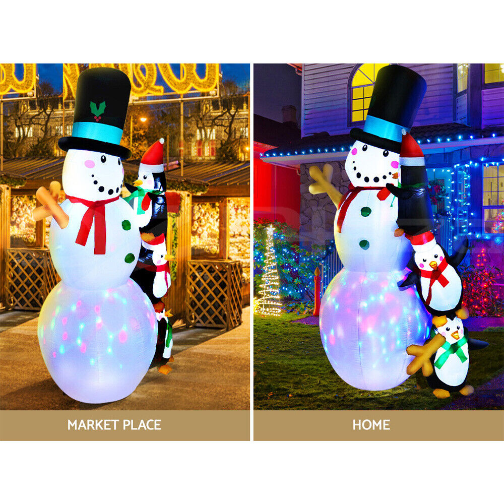 Jingle Jollys Christmas Inflatable Snowman 2.4M Illuminated Decorations