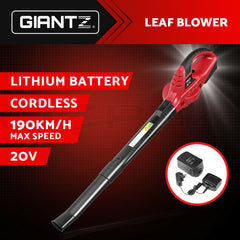 Giantz 20V Cordless Leaf Blower Garden Lithium Electric Battery Nozzles 2-Speed