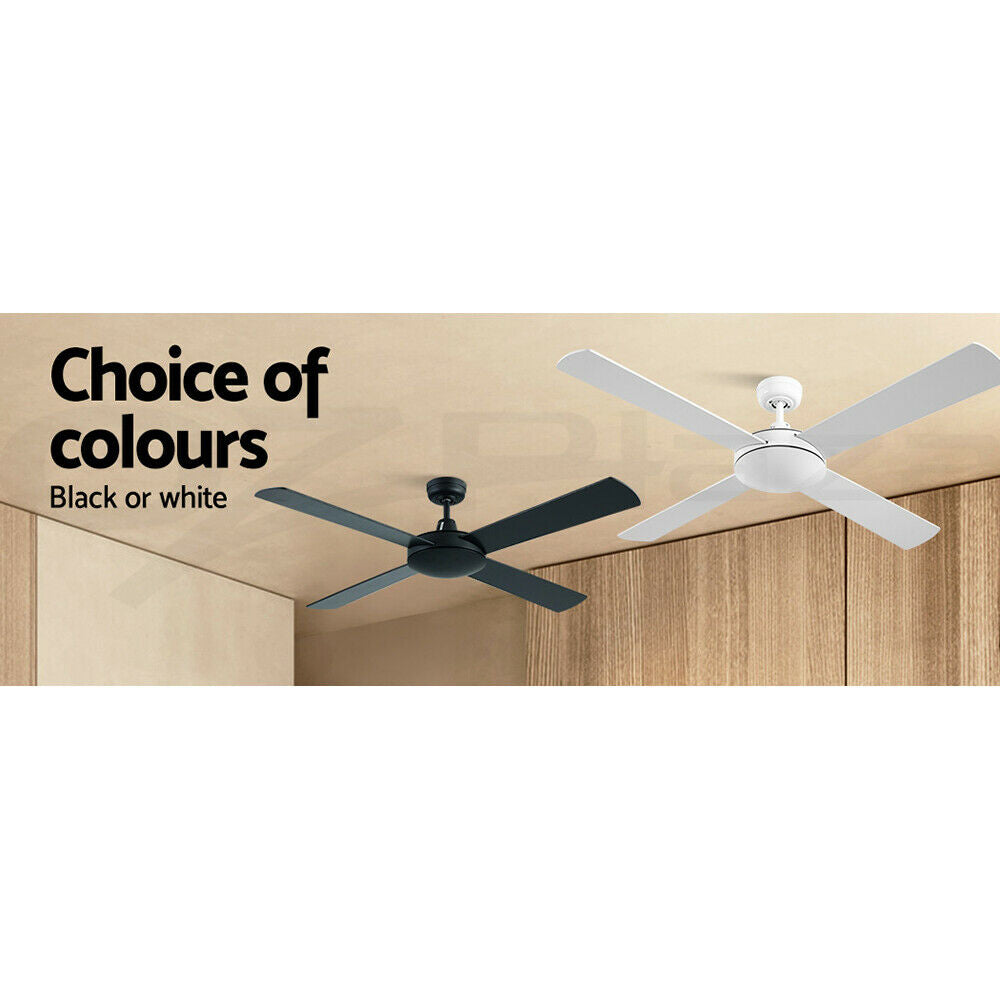 Devanti 52'' Ceiling Fan AC Motor 4 Blades w/Remote - White