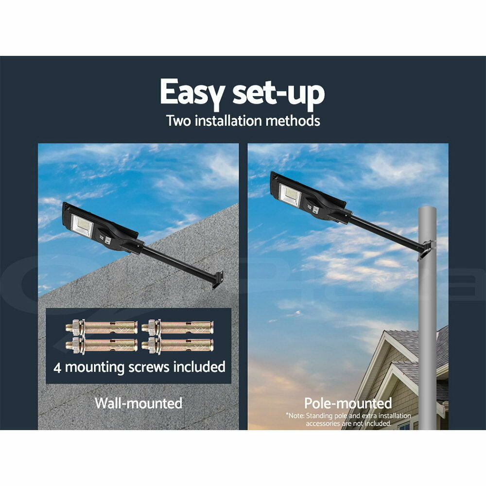 Leier 80 LED Solar Street Light 90W Flood Motion Sensor Remote Outdoor Wall Lamp x2