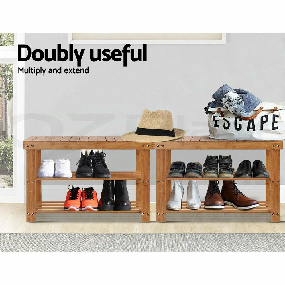 Artiss Shoe Rack Shoe Bench 10 Pairs Bamboo