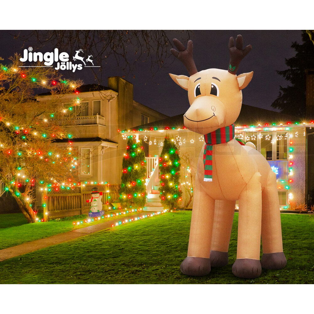 Jingle Jollys Christmas Inflatable Reindeer 5M Illuminated Decorations