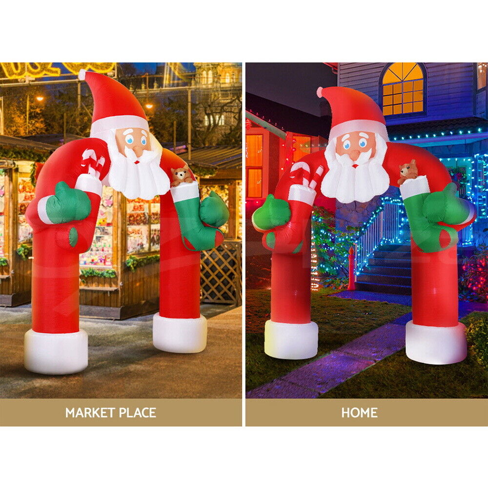 Jingle Jollys Christmas Inflatable Santa Archway 2.3M Outdoor Decorations Lights