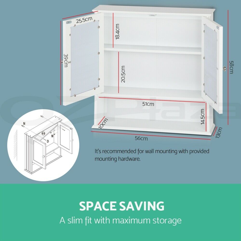 Artiss Bathroom Mirror Cabinet Storage Cupboard