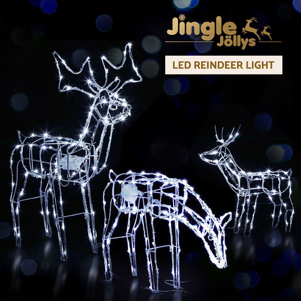 3 PCS Christmas Lights Reindeers 250 LED Decorations Jingle Jollys