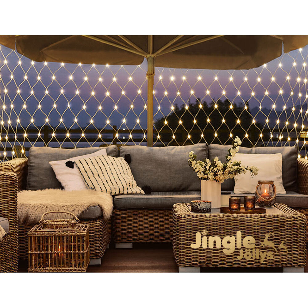 1000 LED Christmas Lights 4mx6m Net String Light Warm White Jingle Jollys