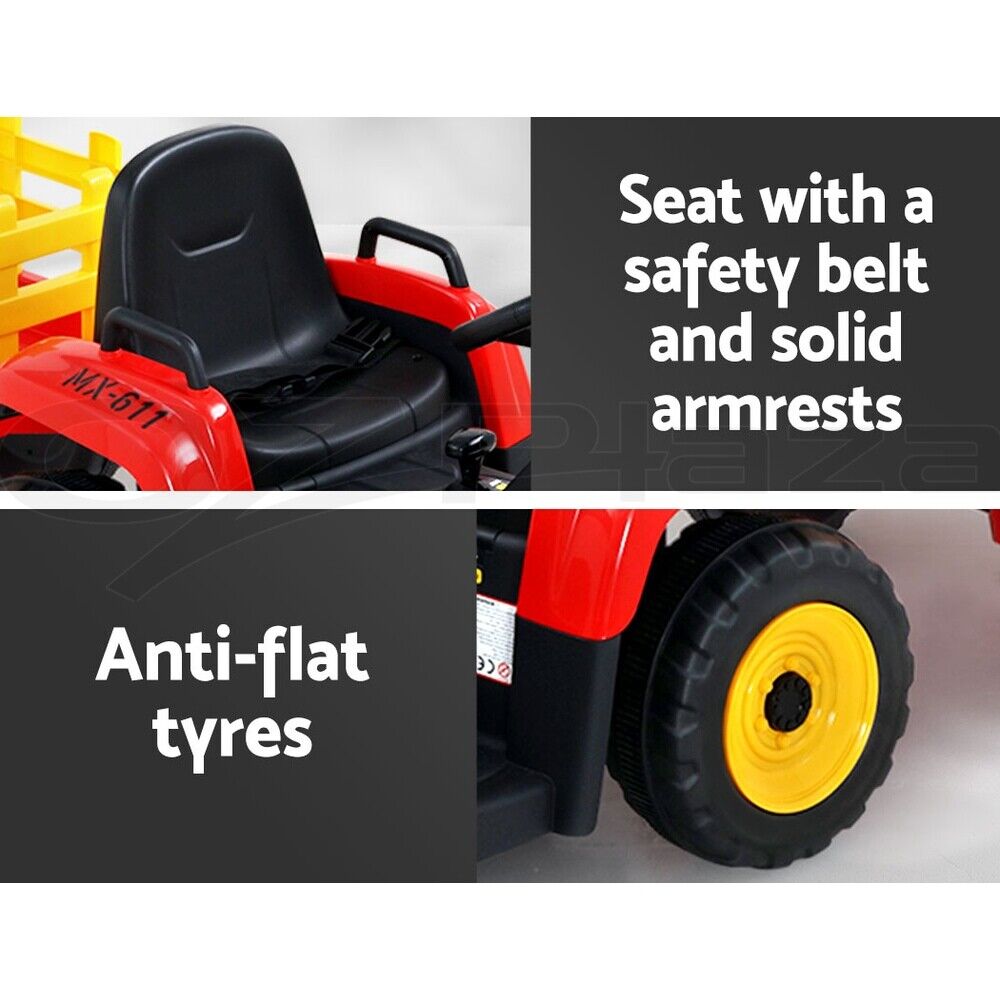 Rigo Kids Electric Ride On Car Tractor Toy Cars 12V Red