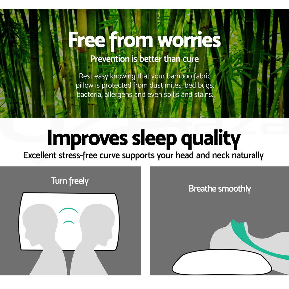 Giselle Bedding Memory Foam Pillow Bamboo Cover Twin Pack