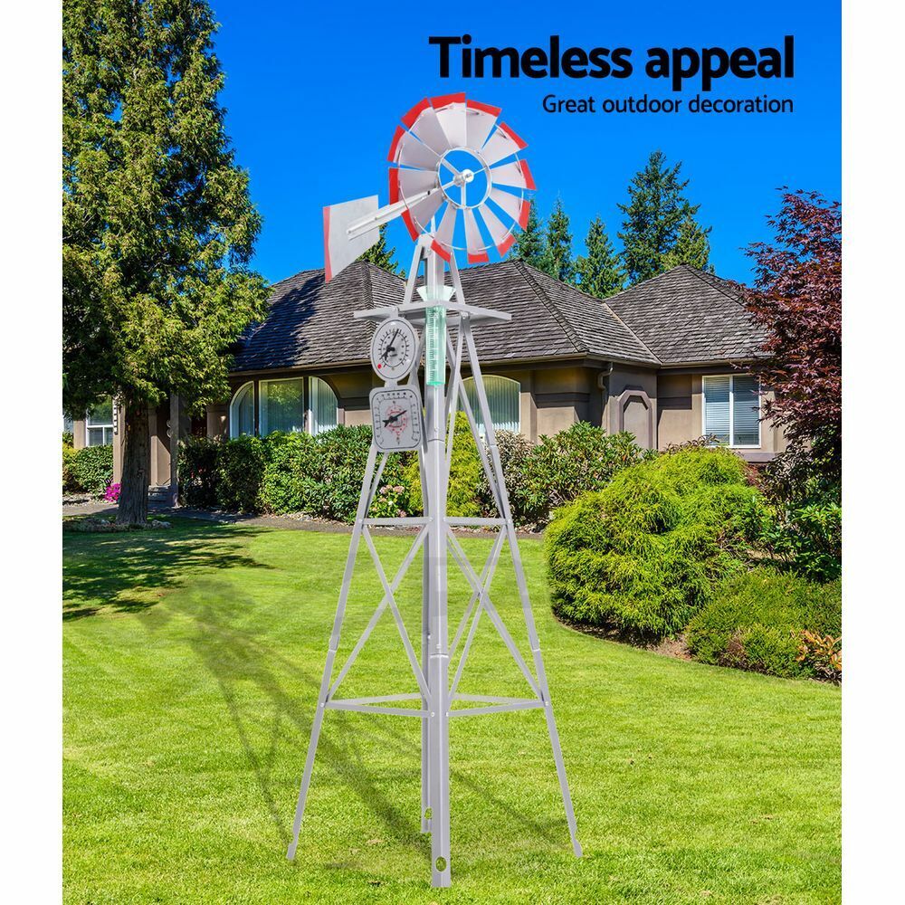 Garden Windmill 8FT 245cm Metal Ornaments Outdoor Decor Ornamental Wind Will