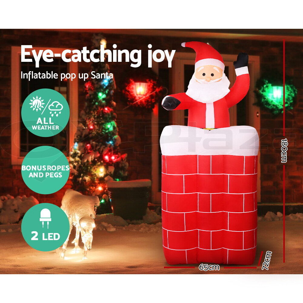 Jingle Jollys Christmas Inflatable Santa Pop Up 1.8M Illuminated Decorations